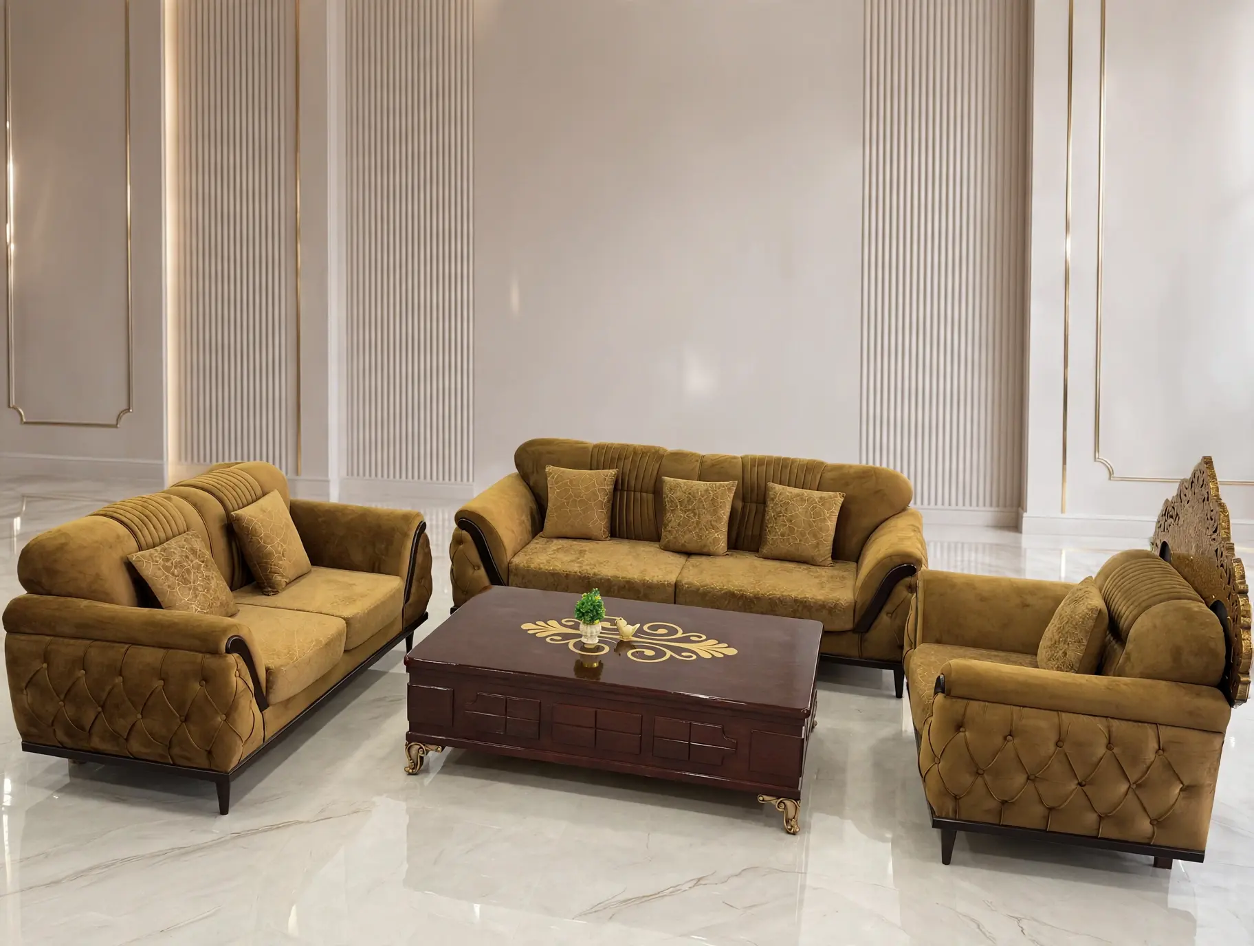 Diamond Tufted Modern Sofa Set II
