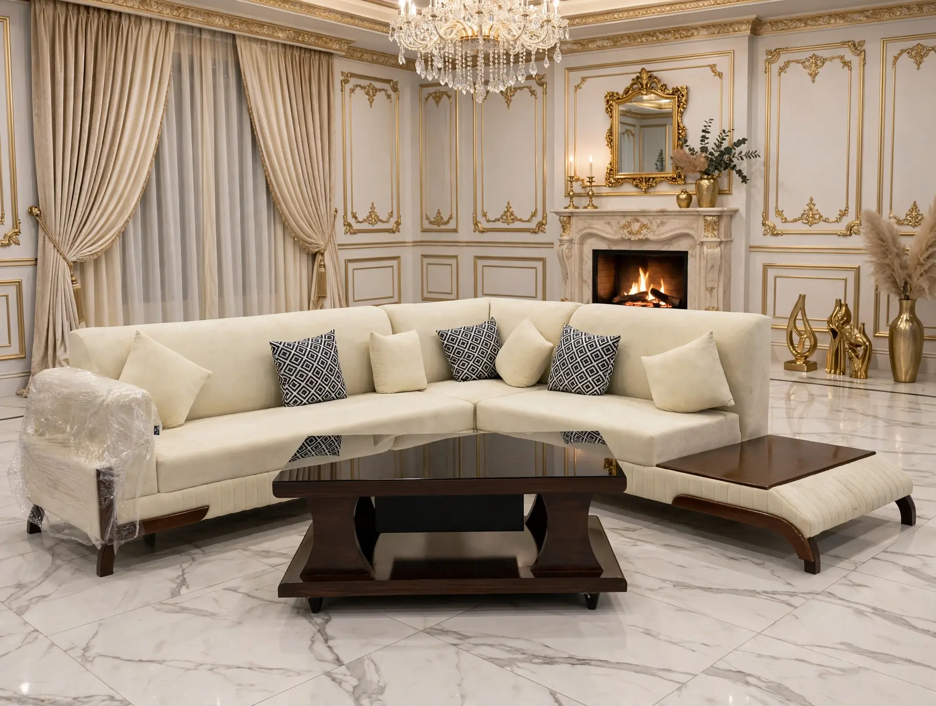 Turkish L-Shape Sofa with Chaise (Deewan)