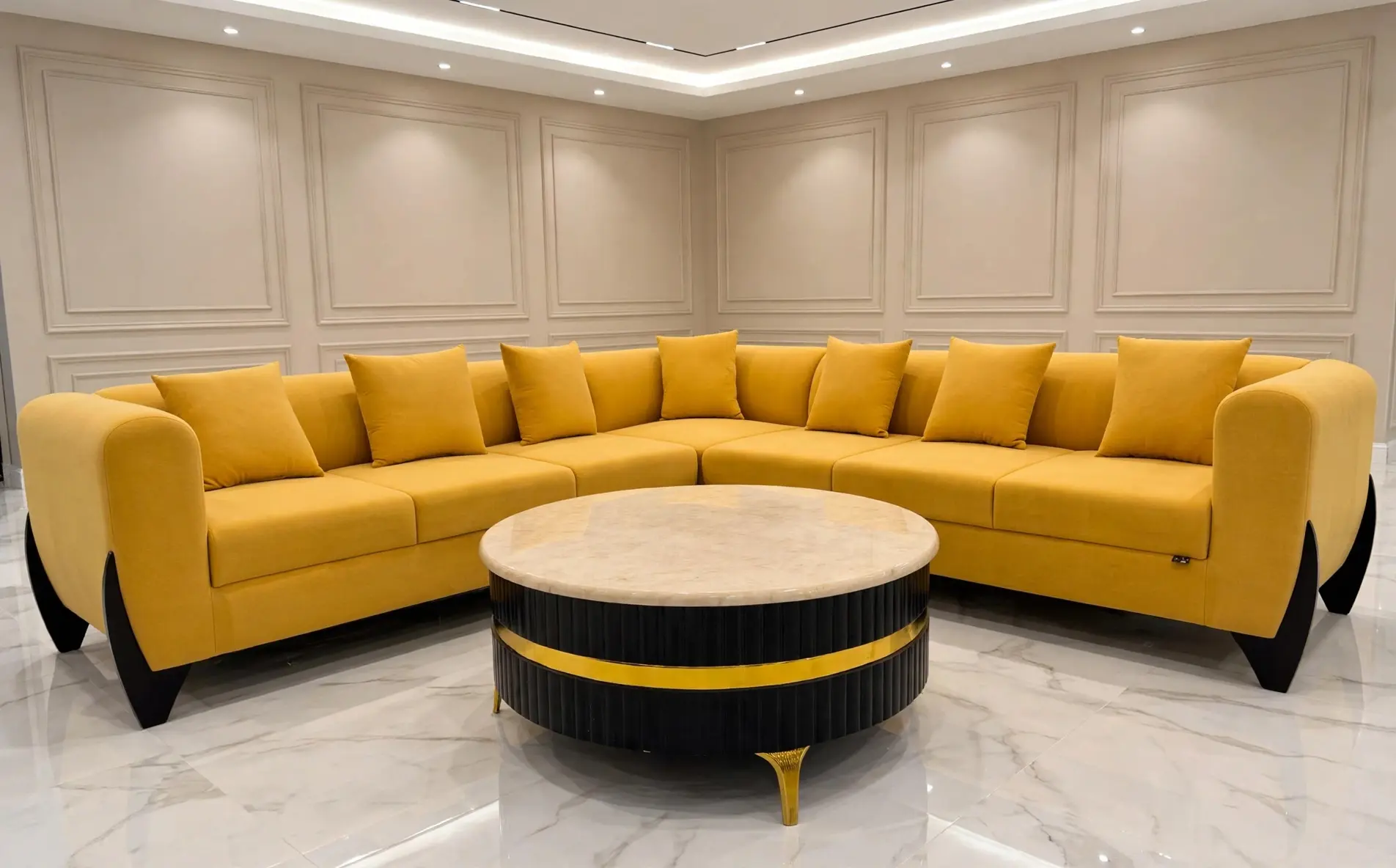Mustard Yellow 7-Seater L-Shape Corner Sofa