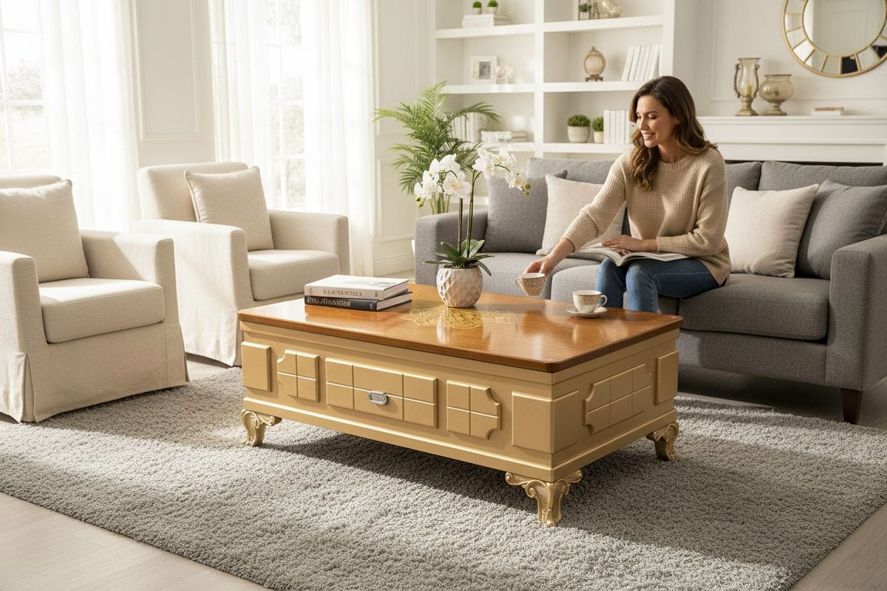 Marble & Walnut Center Table · center tables